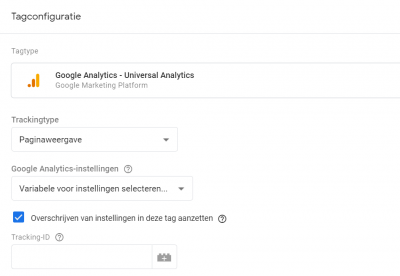 Tag configuratie Google Analytics