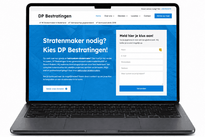 Praktijkvoorbeeld - Website gemaakt voor DP Bestratingen
