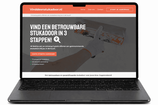 Praktijkvoorbeeld - Website gemaakt voor vindeenstukadoor