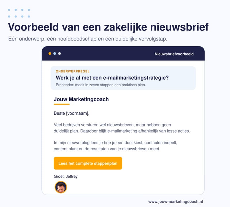 Voorbeeld zakelijke nieuwsbrief